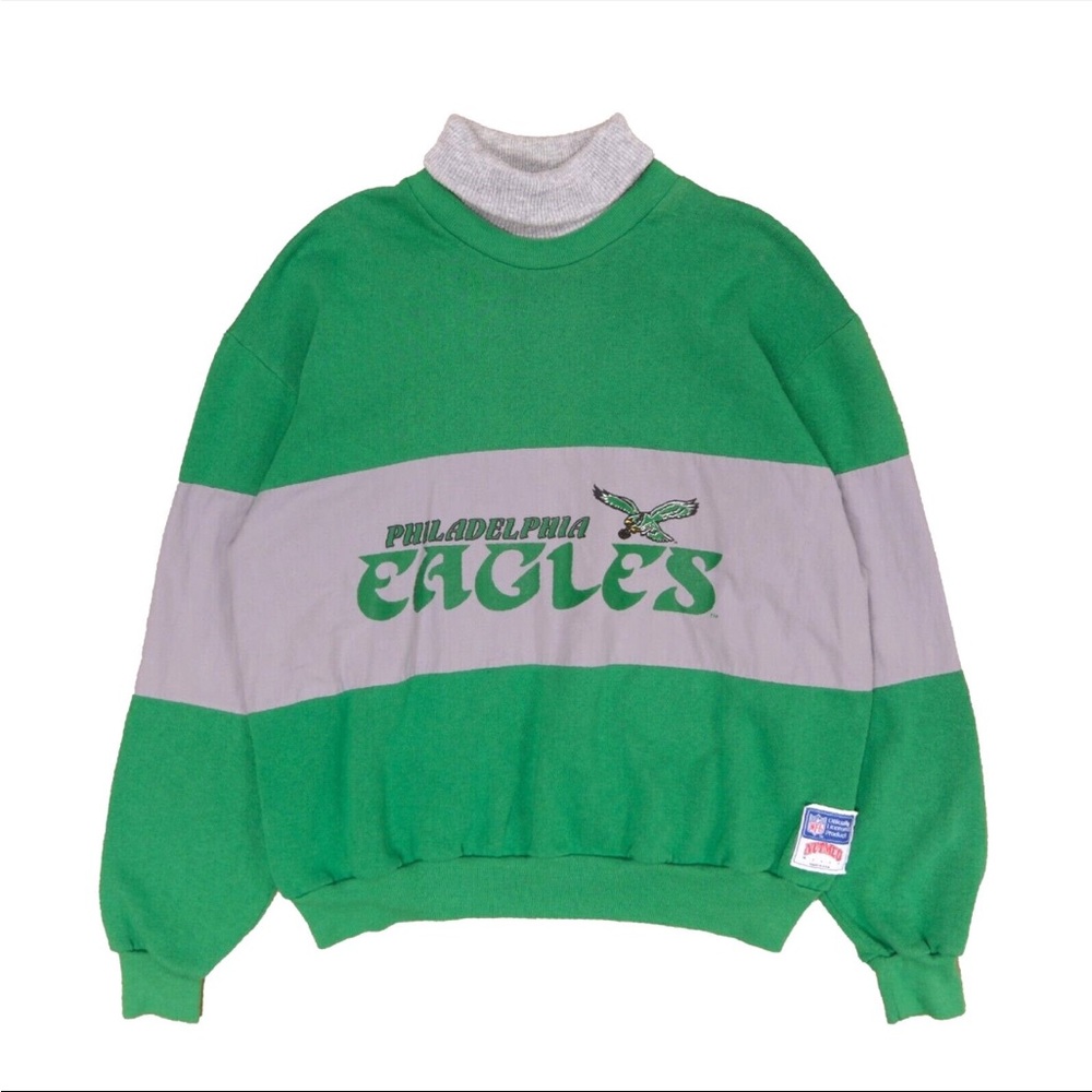 Vintage Philadelphia Eagles Nutmeg Turtle Neck Sweatshirt Size Large 90s NFL